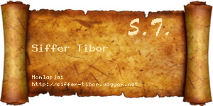 Siffer Tibor névjegykártya